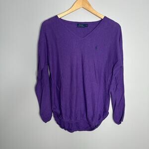 Polo Ralph Lauren Women's Deep Purple V Neck Lightweight‎ Sweater Size Small